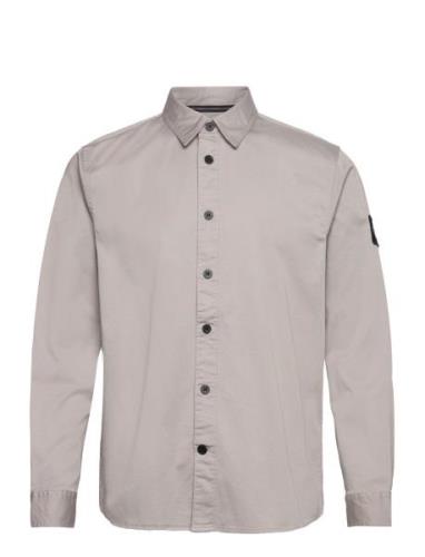 Monologo Badge Relaxed Shirt Tops Shirts Casual Grey Calvin Klein Jean...