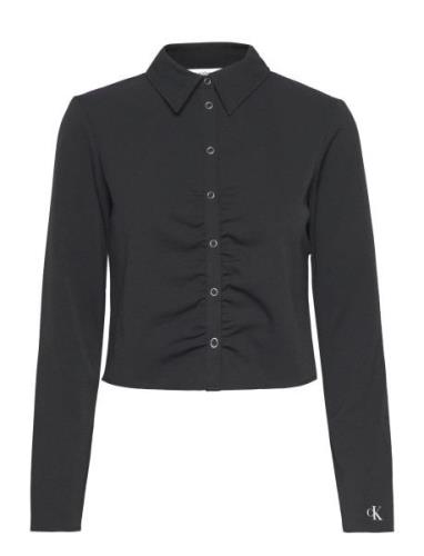 Long Sleeve Fitted Shirt Tops Shirts Long-sleeved Black Calvin Klein J...