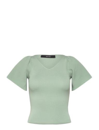 Vmginny Ss V-Neck Pullover Noos Tops Knitwear Jumpers Green Vero Moda