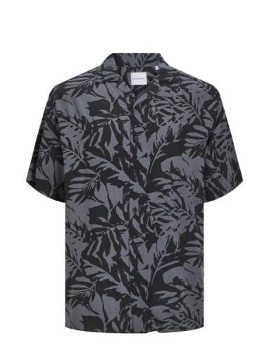 Jjguru Monochrome Aop Resort Shirt Ss Tops Shirts Short-sleeved Grey J...