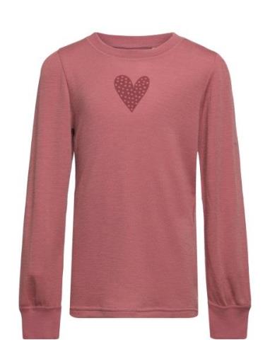 Blouse Ls, W. Print Tops T-shirts Long-sleeved T-shirts Pink CeLaVi