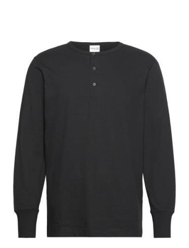 Slhphillip Ls Henley Noos Tops T-shirts Long-sleeved Black Selected Ho...