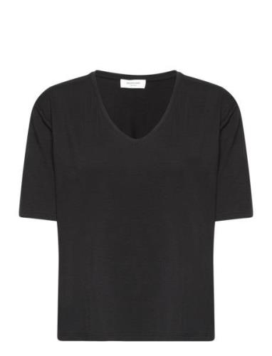 Viscose T-Shirt Tops T-shirts & Tops Short-sleeved Black Rosemunde