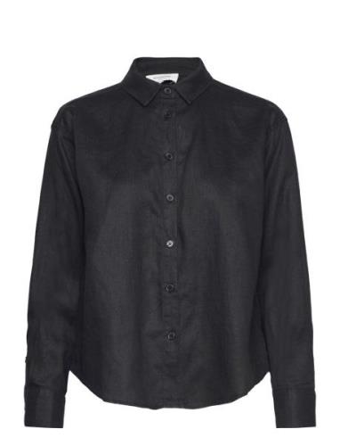 Linen Shirt Tops Shirts Long-sleeved Black Rosemunde