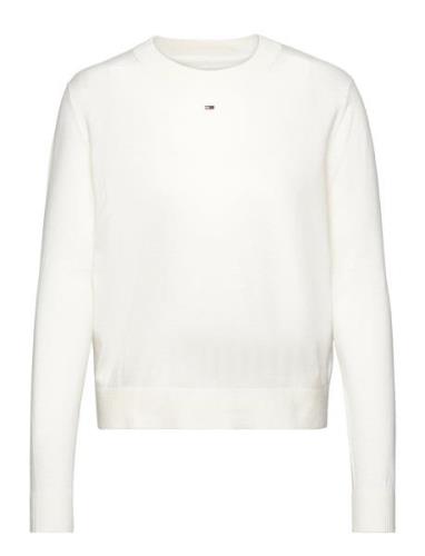 Tjw Essential Crew Neck Sweater Tops Knitwear Jumpers White Tommy Jean...