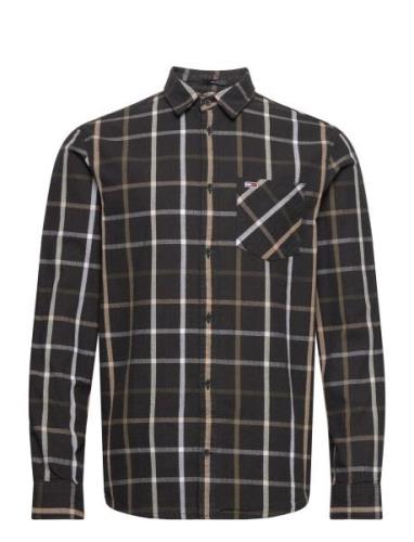 Tjm Reg Check Flannel Shirt Tops Shirts Casual Black Tommy Jeans