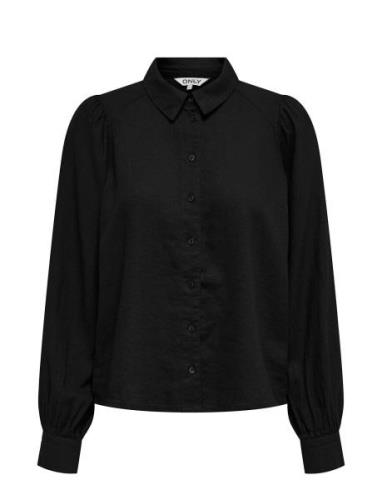 Onlcaro L/S Linen Bl Puff Shirt Cc Pnt Tops Shirts Long-sleeved Black ...