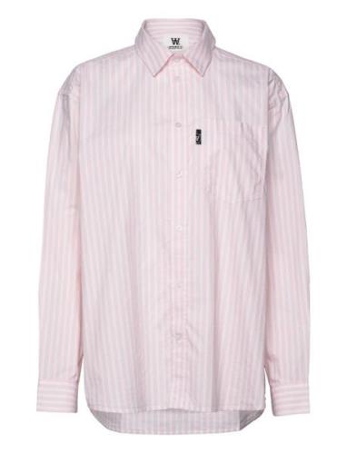 Wwday Striped Shirt Tops Shirts Casual Pink Double A By Wood Wood