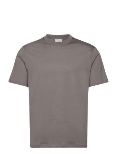 Slim-Fit Mercerised T-Shirt Tops T-shirts Short-sleeved Grey Mango