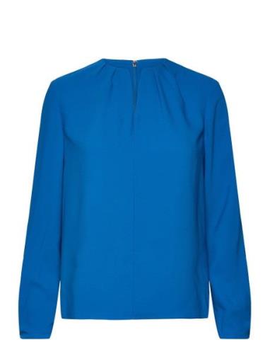 Metal Bar Long Sleeve Blouse Tops Blouses Long-sleeved Blue Calvin Kle...