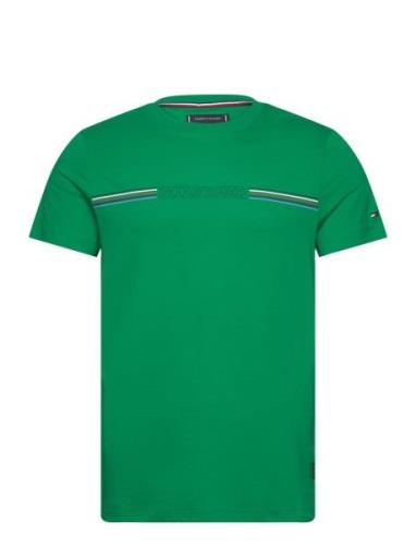 Stripe Chest Tee Tops T-shirts Short-sleeved Green Tommy Hilfiger