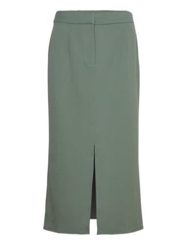 Vivar Hw Long Skirt - Noos Knelangt Skjørt Khaki Green Vila