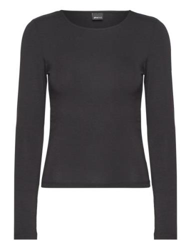 Soft Touch Crew Neck Top Tops T-shirts & Tops Long-sleeved Black Gina ...
