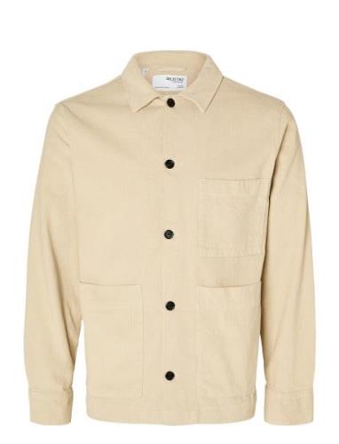 Slhloosetony-Cord Overshirt Noos Tops Overshirts Beige Selected Homme