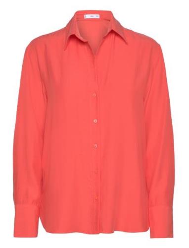Lyocell Fluid Shirt Tops Shirts Long-sleeved Red Mango