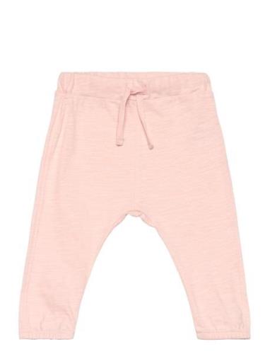 Trousers Slub Solid Bottoms Trousers Pink Lindex