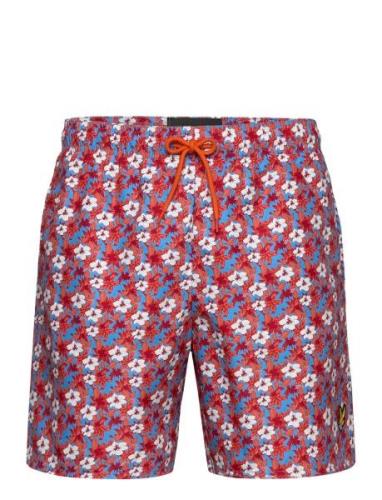 Floral Print Resort Swim Shorts Badeshorts Red Lyle & Scott