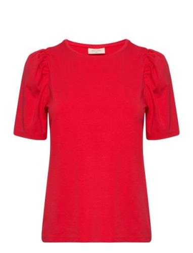 Fqfenja-Tee-Puff Tops T-shirts & Tops Short-sleeved Red FREE/QUENT