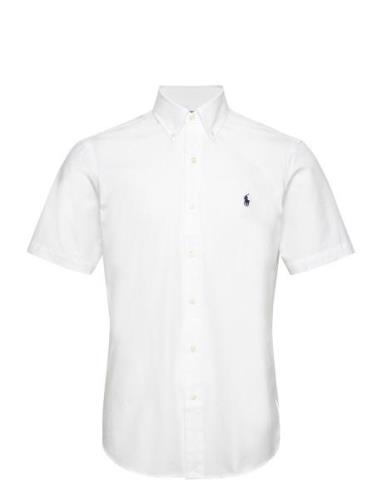 Custom Fit Stretch Poplin Shirt Tops Shirts Short-sleeved White Polo R...