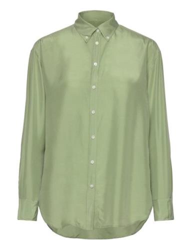 Relaxed Silk Shirt Tops Shirts Long-sleeved Green GANT