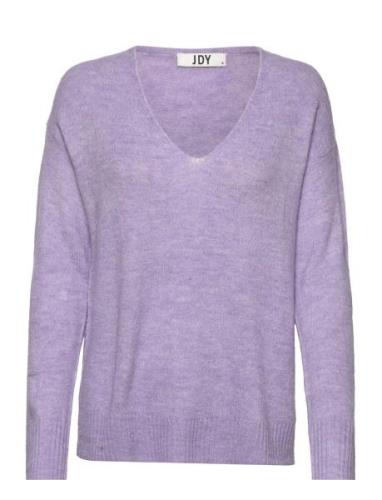 Jdycharly L/S V-Neck Pullover Knt Lo Tops Knitwear Jumpers Purple Jacq...