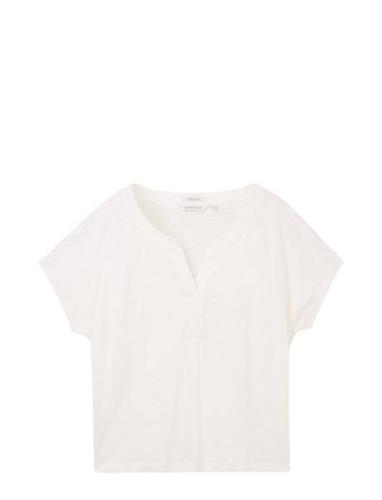 T-Shirt With Pleats Tops T-shirts & Tops Short-sleeved White Tom Tailo...