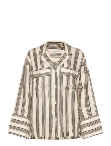 Striped Pyjama Shirt Topp Beige House Of Dagmar