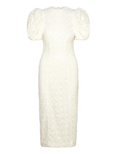 Lace Midi Fitted Dress Knelang Kjole White ROTATE Birger Christensen