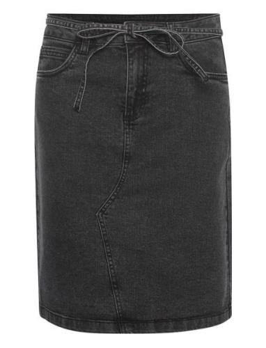 Kagloria Denim Skirt Knelangt Skjørt Grey Kaffe