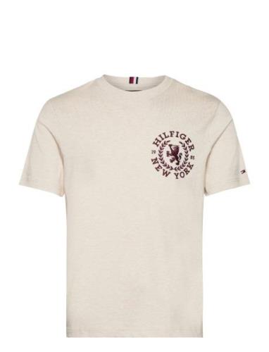 Icon Crest Tee Tops T-shirts Short-sleeved Cream Tommy Hilfiger