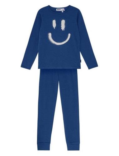 Lue Pyjamas Sett Blue Molo