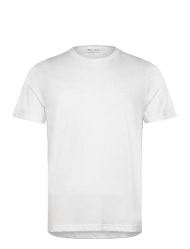 Smooth Cotton T-Shirt Tops T-shirts Short-sleeved White Calvin Klein
