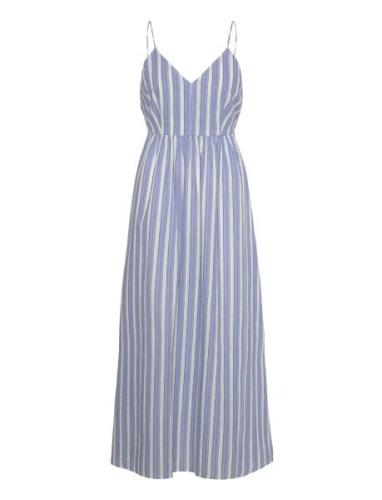 Cut-Out Back Striped Dress Maxikjole Festkjole Blue Mango