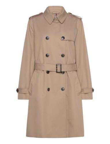 Cotton Db Slim Fit Trench Trench Coat Kåpe Beige Tommy Hilfiger