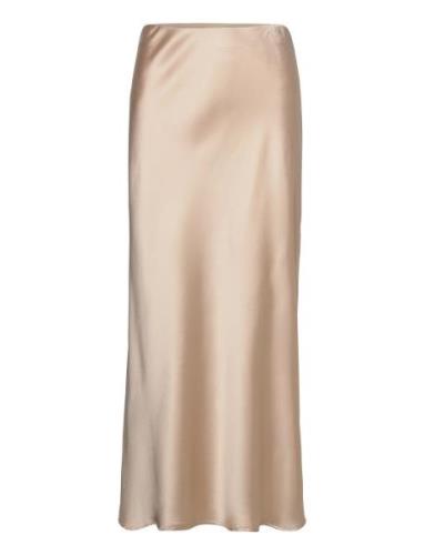 Objsateen Mw Ancle Skirt Div Langt Skjørt Beige Object