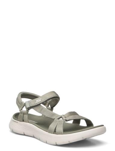 Womens Go Walk Flex Sandal - Sublime Flate Sandaler Khaki Green Skeche...