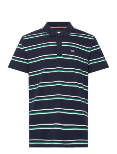 Tjm Reg Essential Stripe Polo Tops Polos Short-sleeved Navy Tommy Jean...