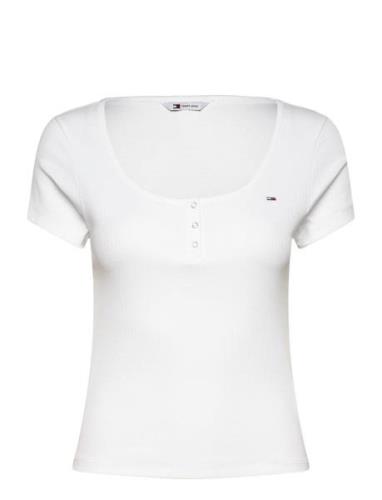 Tjw Slim Henley Top Ss Tops T-shirts & Tops Short-sleeved White Tommy ...