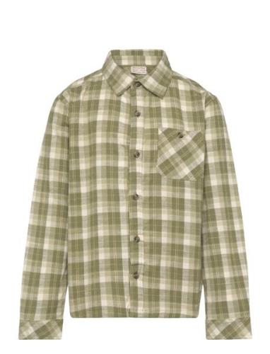 Shirt Ls Check Tops Shirts Long-sleeved Shirts Green Minymo