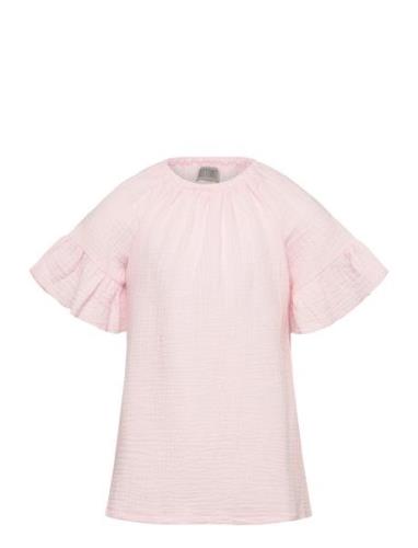 Blouse Ss Muslin Tops Blouses & Tunics Pink Huttelihut