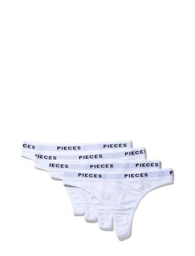 Pclogo Lady Thong 4 Pack Noos Bc Stringtruse Undertøy White Pieces