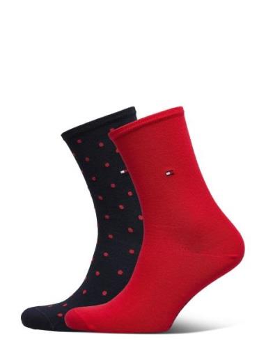 Th Women Sock Dot 2P Underwear Socks Regular Socks Red Tommy Hilfiger