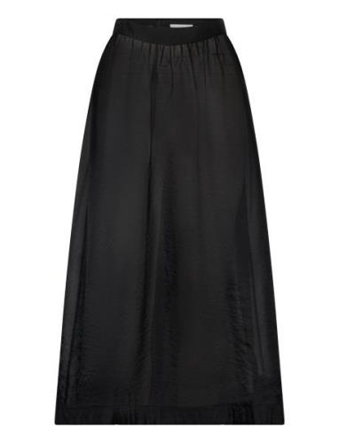 Hayden Pleated Wide Organza Midi Skirt Knelangt Skjørt Black Malina