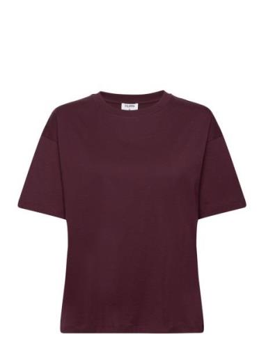 Loose Fit Tee Tops T-shirts & Tops Short-sleeved Burgundy Filippa K