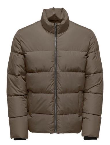 Onsmelvin Life Puffer Jacket Otw Vd Fôret Jakke Brown ONLY & SONS