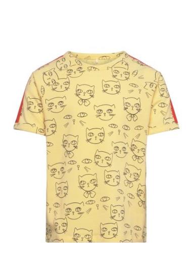 Cathlethes Aop Ss Tee Tops T-shirts Short-sleeved Yellow Mini Rodini