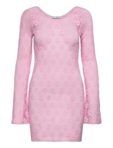 Floral Crochet Dress Kort Kjole Pink Mango