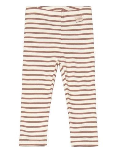 Legging Modal Striped Bottoms Leggings Brown Petit Piao