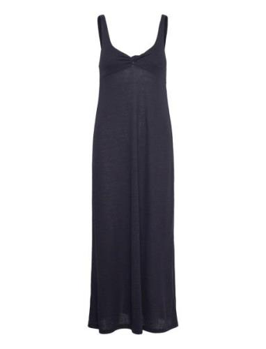 Linen Dress With Knot Detail Maxikjole Festkjole Navy Mango