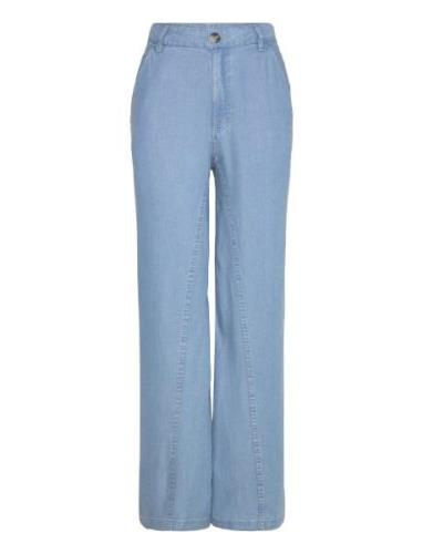 Wideleg Lyocell Trousers Bottoms Trousers Wide Leg Blue Mango